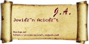 Jovián Acicét névjegykártya